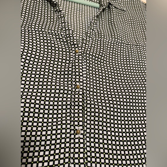 Black and white checkered pattern long sleeve blouse - Picture 3 of 15